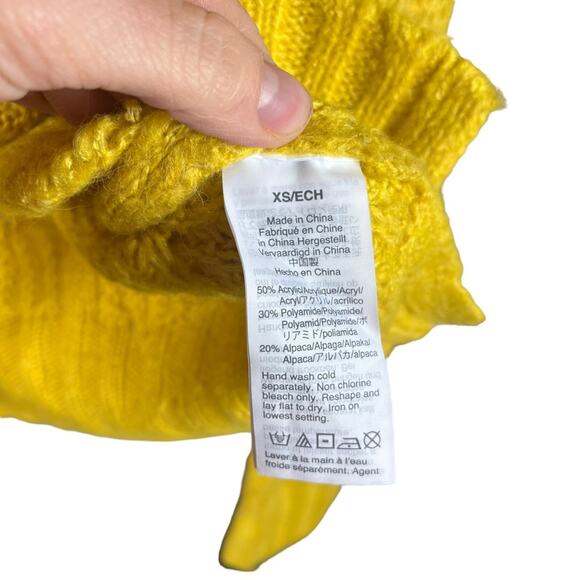 J. Crew Mock Neck Fisherman Cable Knit Lightweight Alpaca Wool Sweater Top XS - Picture 11 of 14